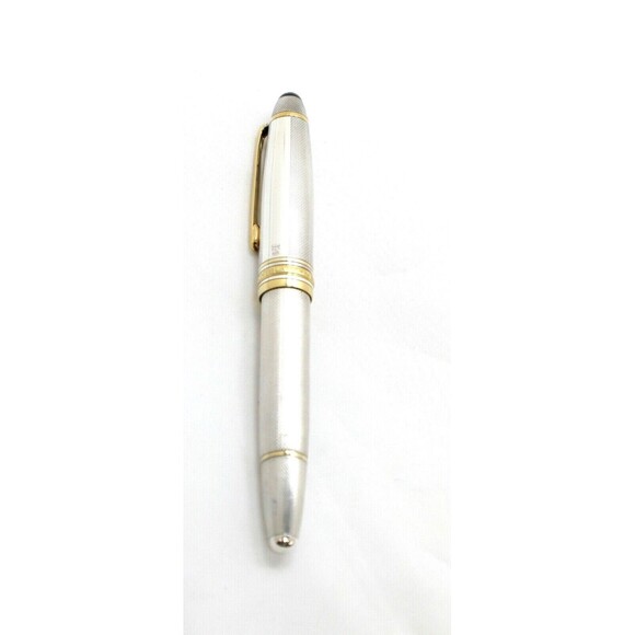 MONTBLANC SOLITAIRE FOUNTAIN PEN 144S STERLING SILVER BARLEY AND GOLD PLATED - Picture 3 of 11